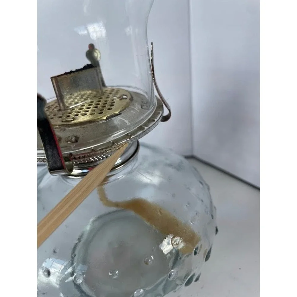 Vintage Lamplight Farms Hobnail Glass Oil Lamp Kerosene Lantern Clear Hurricane